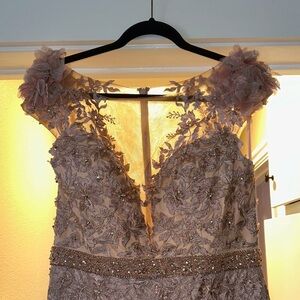 Mac Duggal

Beaded Lace Gown Evening Gown with Floral Details